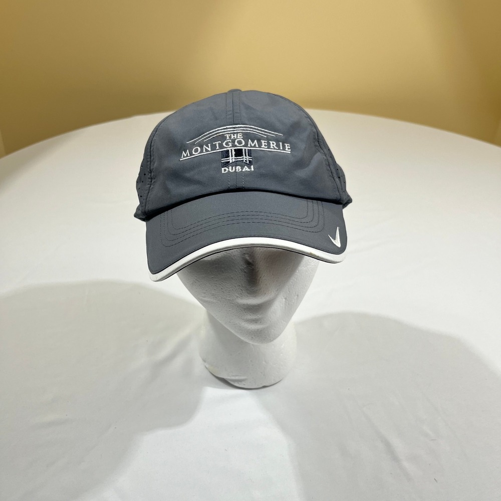 Nike Golf Hat Unisex One Size Grey The Montgomerie Dubai Embroidered Performance